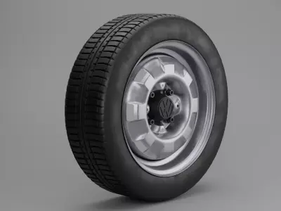 Original stamped steel wheels and tires Volkswagen Free 3D model
