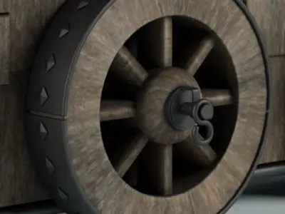 Cannon on wheels 3D model purchase