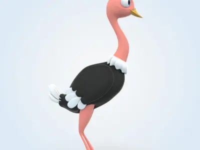 Ostrich in suit 3D model