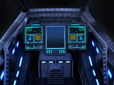 Sci-fi Lowpoly Cockpit  With 2 Skins Low-poly 3D model