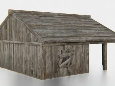 Old Wooden Medieval Building House 3 Low-poly 3D model
