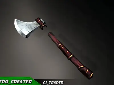 Modern Axe Fantasy Low-poly 3D Model Low-poly 3D model