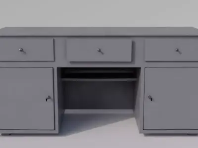 Massive metal workbench painted gray with defects type 2 Low-poly 3D model