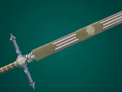 Fantasy Sword 06 Game-Ready PBR Unity UE V-Ray Textures Included Low-poly 3D model