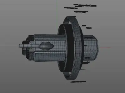 The spaceship rotating 3D model