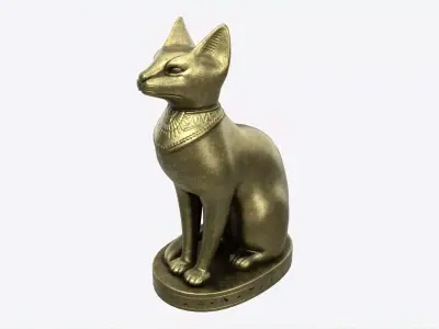 Egyptian Cat Statuette Patinated 3D model