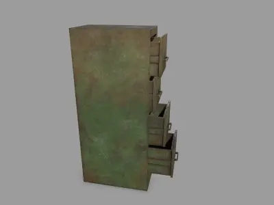 Cabinet metal box Low-poly 3D model