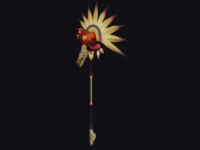 Magical Staff Magic Stick Fantasy Wand Axe Fan Game Item Low-poly 3D model