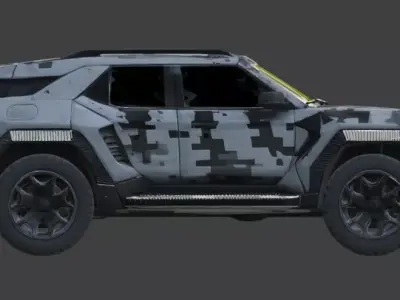 Realistic Sci-Fi Urban Camo SUV Low-poly 3D model