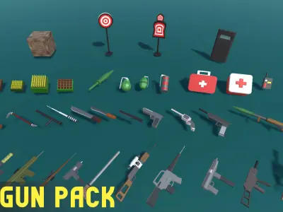 Simple Gun Pack Low-poly 3D model