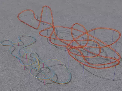 TWO Rollercoaster 3D Model Pack 4