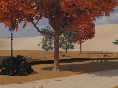 Autumn Village Scene 3D model