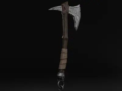 Game ready Viking Axe Low-poly 3D model