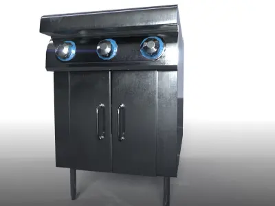 Stainless Steel Modern Restaurant Gas Stove Free low-poly 3D model