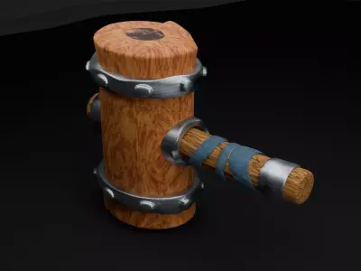 Medieval Wooden Hammer 3D model
