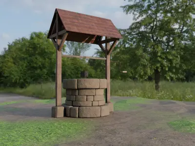 Realistic Stone Well Model Low-poly 3D model
