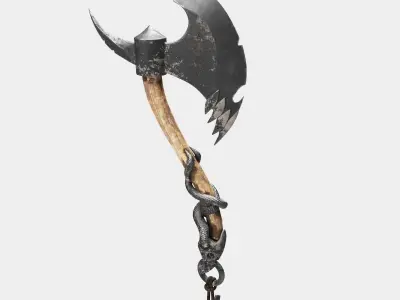 Medieval axe 3D model shop