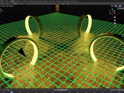 Neon Environment With Camera Loop Animation 3D model