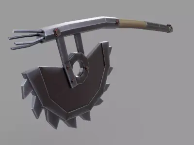 Stylized Post Apocalyptic Saw Melee Weapon Free low-poly 3D model