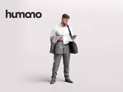 Humano Traveling Man with phone and bag 2206-7 3D model