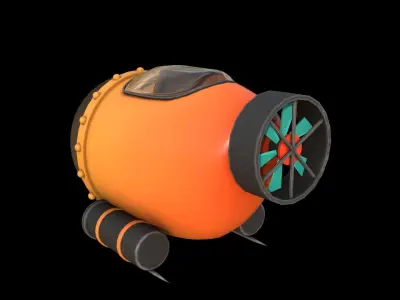 Sub Drifter  Compact Deep Sea Exploration Pod  TOON SUBMARINE Low-poly 3D model