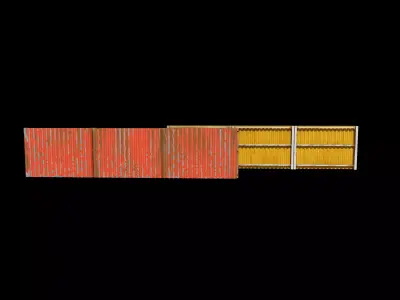 Modular corrugated fence 3D model
