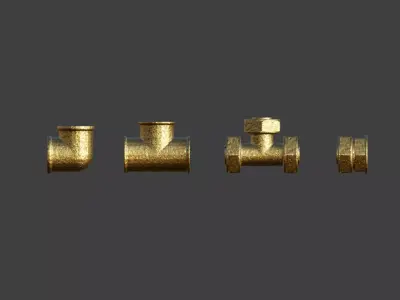 Plumbing Fittings Set with Procedural Materials Low-poly 3D model