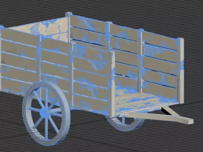 Wooden Cart  Damaged 3D model