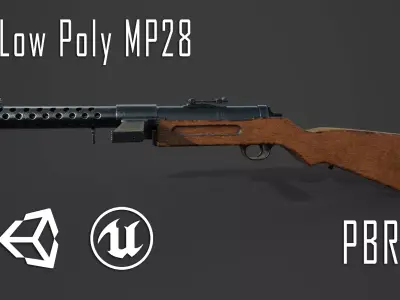 Lowpoly Mp28 AR VR  Low-poly 3D model