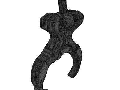 Futuristic Grappling Hook with Rope 3D model