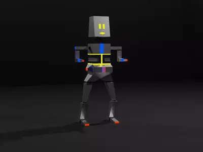 Low poly robot model rigged  Free low-poly 3D model