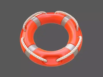Lifebuoy Life Orange Preserver Low-poly 3D model