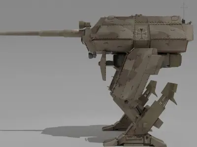 Destroyer Mech Walker with RIG and LOWPOLY Desert Camo Low-poly 3D model