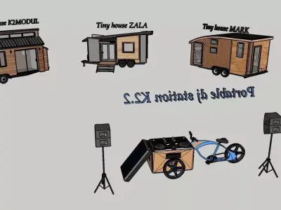 house on wheels-more models and portable dy station Free low-poly 3D model