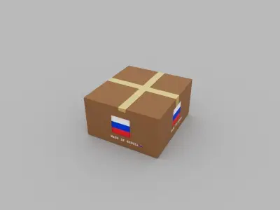 Russian carton box Low-poly 3D model