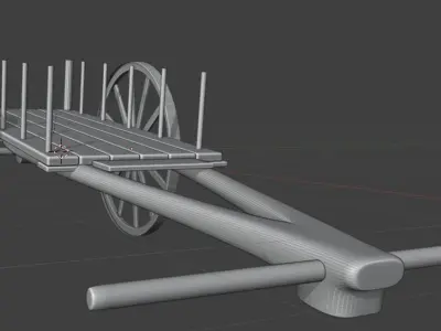 Old wooden Bull Cart 3D model