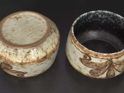 Rustic Ceramic Bowl - Vintage Pottery Low-poly 3D model