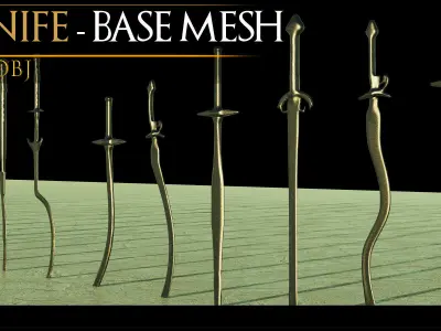 52 Sword Models - Cold Weapons - Sword Base Mesh- uUV - Vol 03 Low-poly 3D model