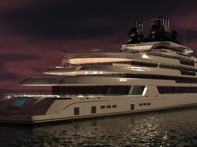 Willie Dreams Superyacht Night Scene 3D model