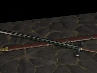 Sword and Scabbard Set Low Poly Low-poly 3D model