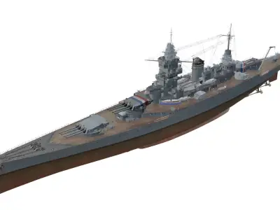 Dunkerque-class battleship Low-poly 3D model