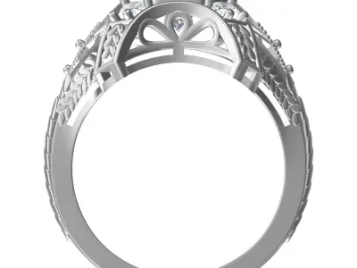 Vintage Art Deco Filigree Diamond Engagement Ring 3D print model