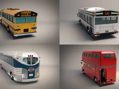 Low Poly Bus Pack