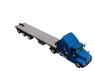 Kenworth W900 Classic Long Nose Semi Truck Model 3D model