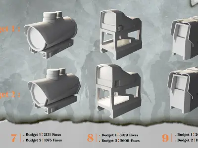 20 Gun Scope Base Mesh - Game Ready Low-poly 3D model