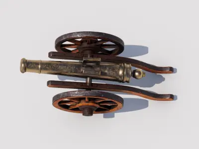 Old war cannon Low-poly 3D model