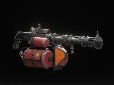 Flamer Gun High Quality PBR 3D Model Low-poly 3D model