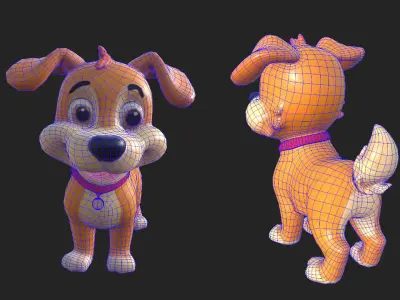 Cartoon Dog Low-poly 3D model