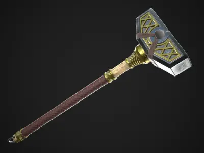 Fantasy Great Hammer 05 Low-poly 3D model