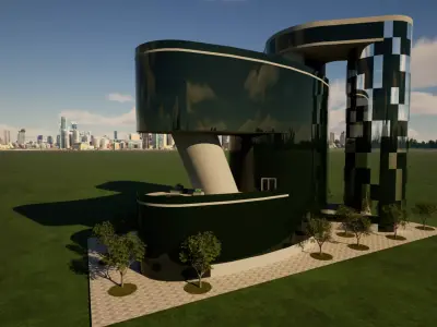 Headquarters building Low-poly 3D model